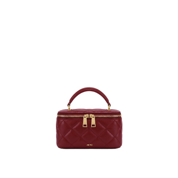JW PEI Vivienne Quilted Vanity Top Handle Bag in Cherry Red