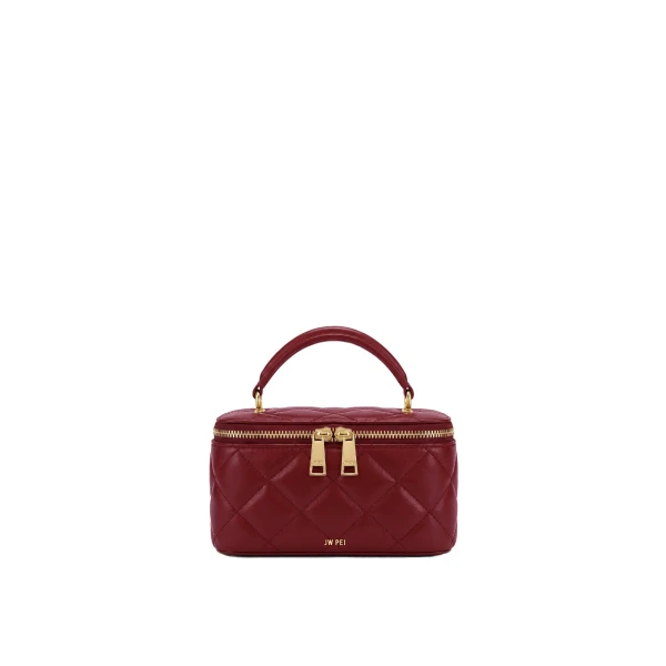 JW PEI Vivienne Quilted Vanity Top Handle Bag in Cherry Red