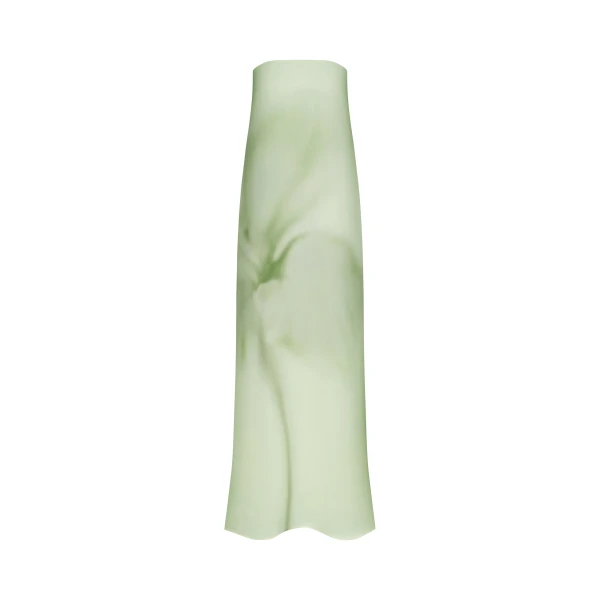 Watercolor Floral Print Strapless Maxi Dress in Green