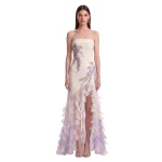 JW PEI Wisteria Petal Cascade High-Low Dress