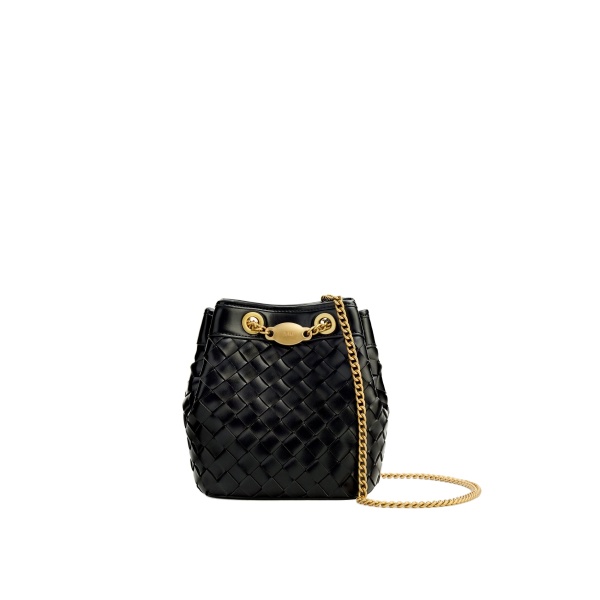 JW PEI Yara Hand-Woven Bucket Bag in Black
