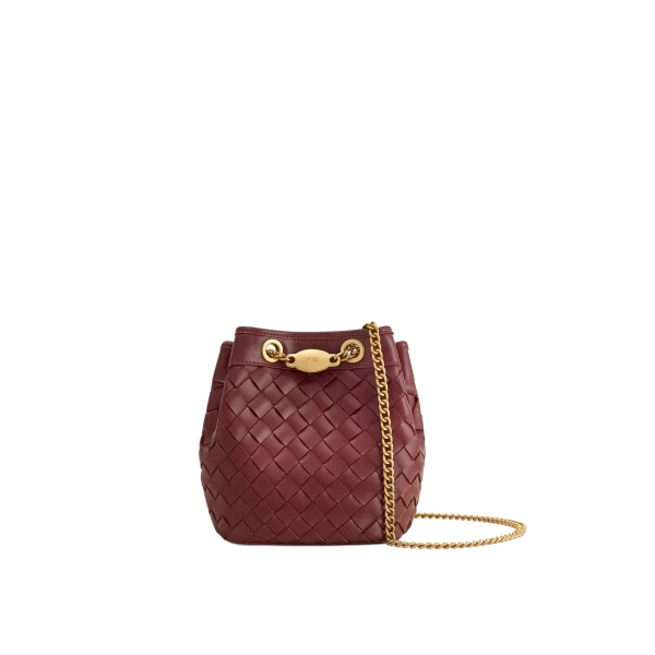 Yara Hand-Woven Bucket Bag in Burgundy