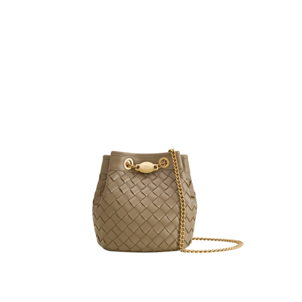 Yara Hand-Woven Bucket Bag in Taupe