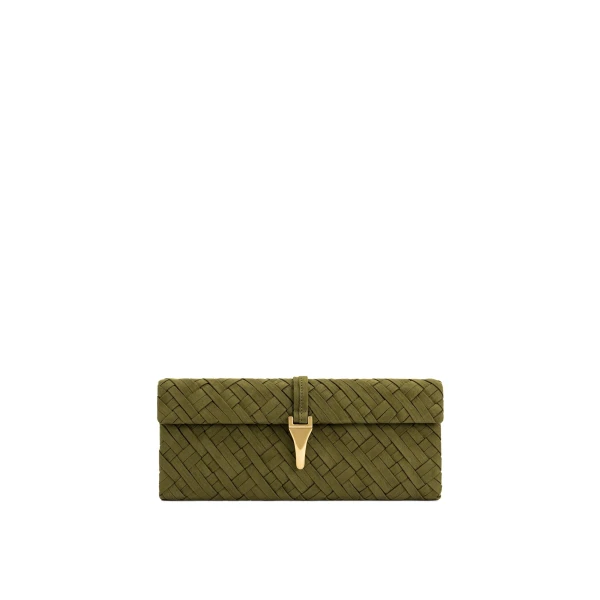 JW PEI Zaria Woven Clutch in Dark Olive