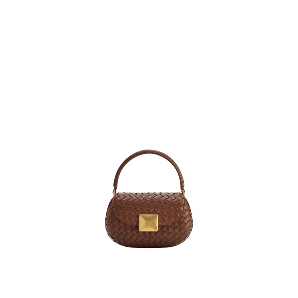 JW PEI Zuri Hand Woven Round Top Handle Bag in Brown