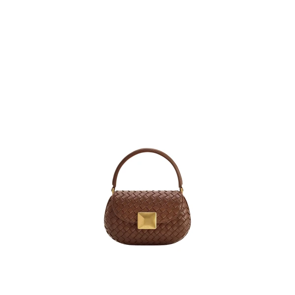 JW PEI Zuri Hand Woven Round Top Handle Bag in Brown