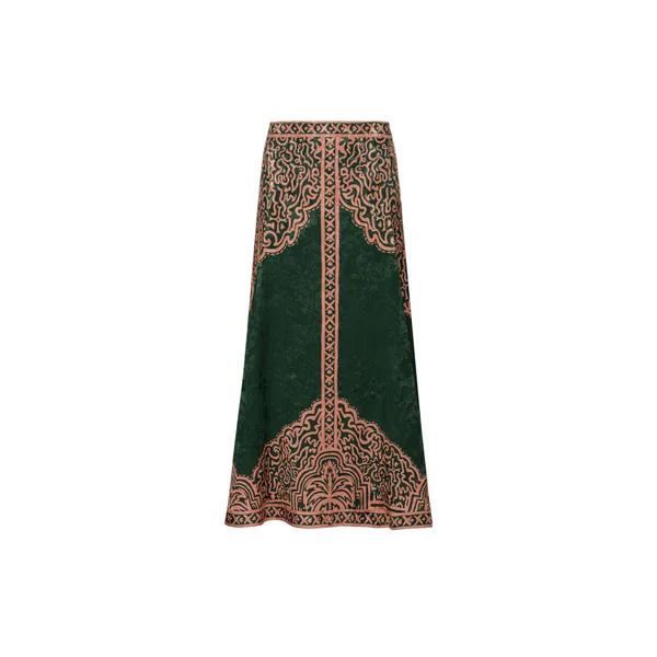 Encanto De Isla Skirt in Salmon and Green