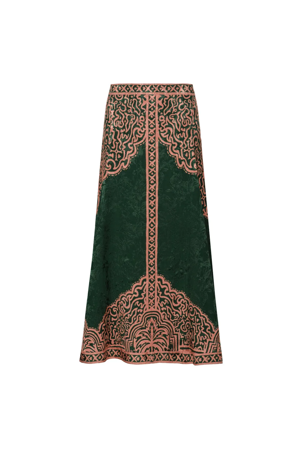 Johanna Ortiz Encanto De Isla Skirt in Salmon and Green Johanna Ortiz Encanto De Isla Skirt in Salmon and Green