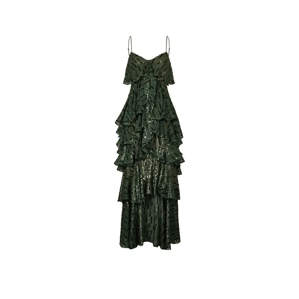 Johanna Ortiz Fluvial Adventure Dress in Forest Green