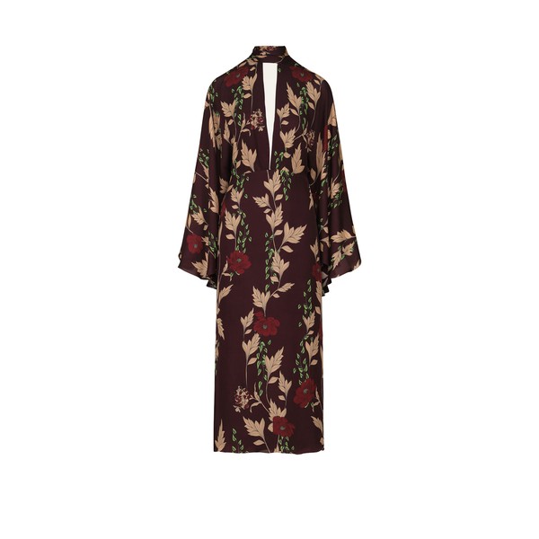 Johanna Ortiz Parajes Lejanos Dress in Wine and Sand