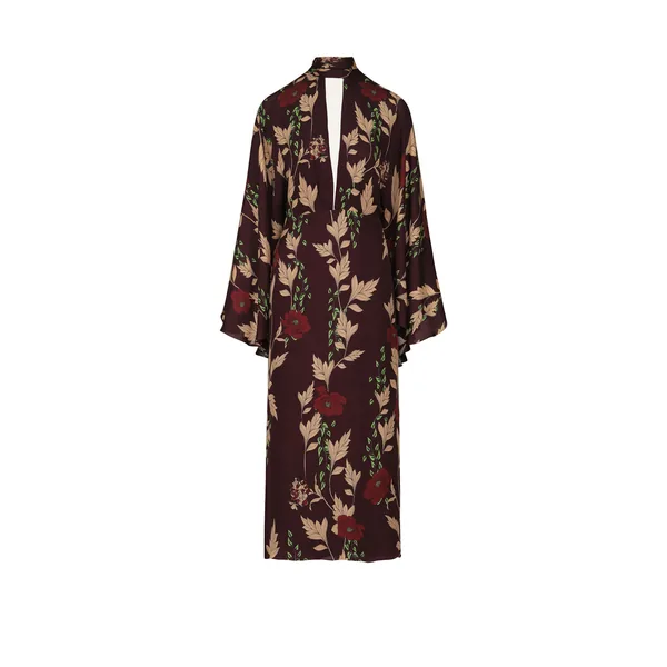 Johanna Ortiz Parajes Lejanos Dress in Wine and Sand