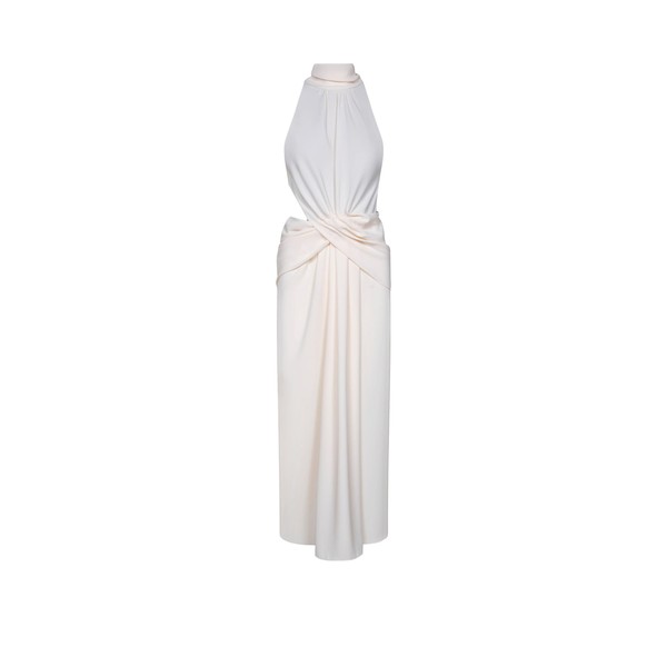 Johanna Ortiz Retro Drape Dress in Ecru