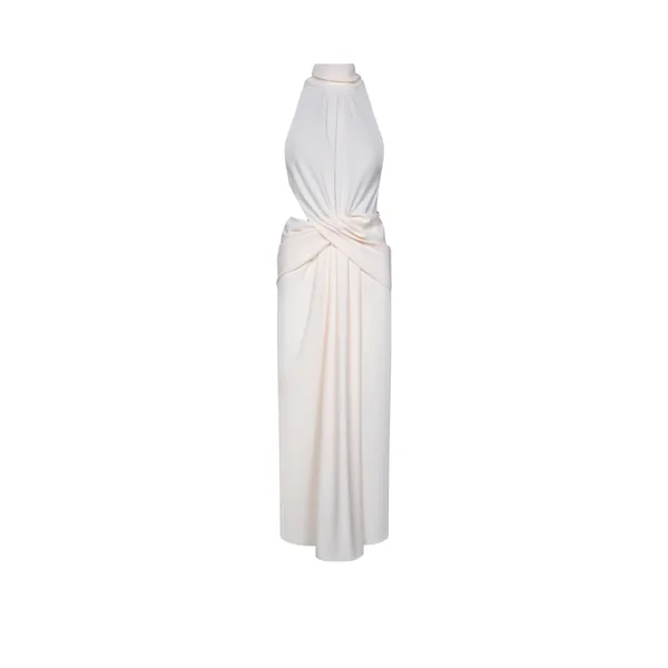 Johanna Ortiz Retro Drape Dress in Ecru