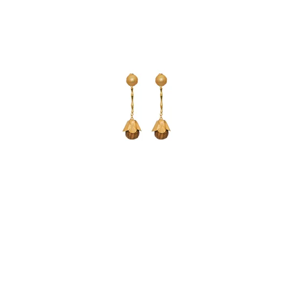 Johanna Ortiz Rooted In Light Earrings in Gold and Warm Brown