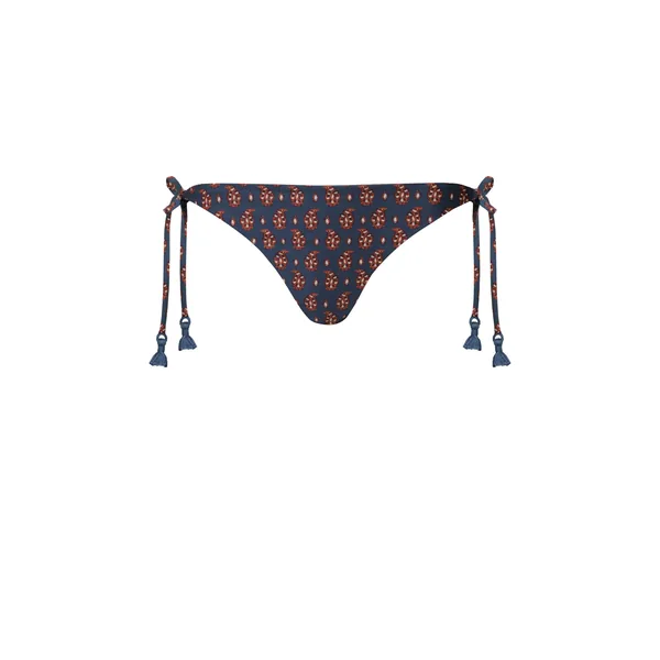 Johanna Ortiz Sagrado Bikini Bottom in Navy and Rose