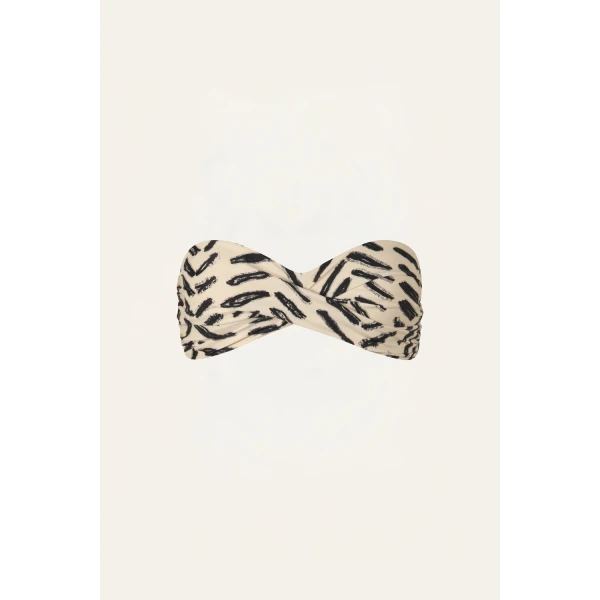 Johanna Ortiz Sea Sprite Bikini Top in Ecru and Black