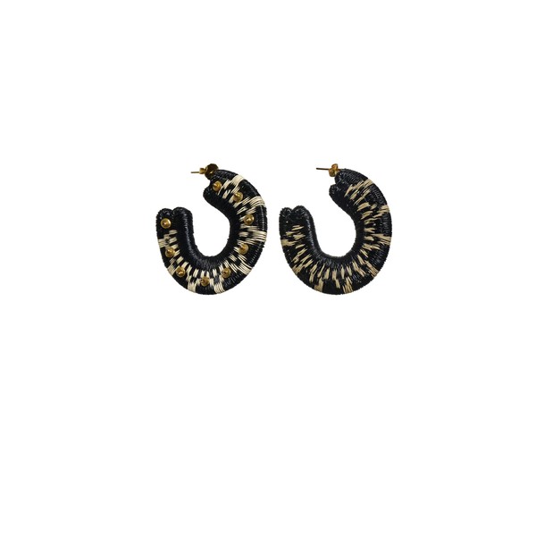 Johanna Ortiz Song Of The Pampas Hoops in Black and Ecru