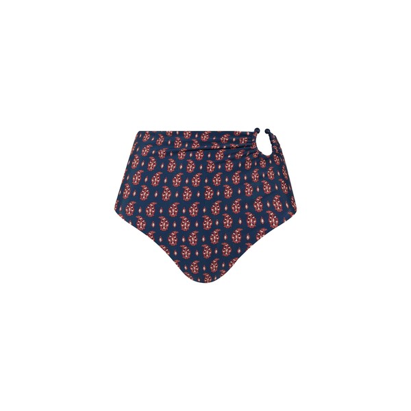 Johanna Ortiz Taita Bikini Bottom in Navy and Rose