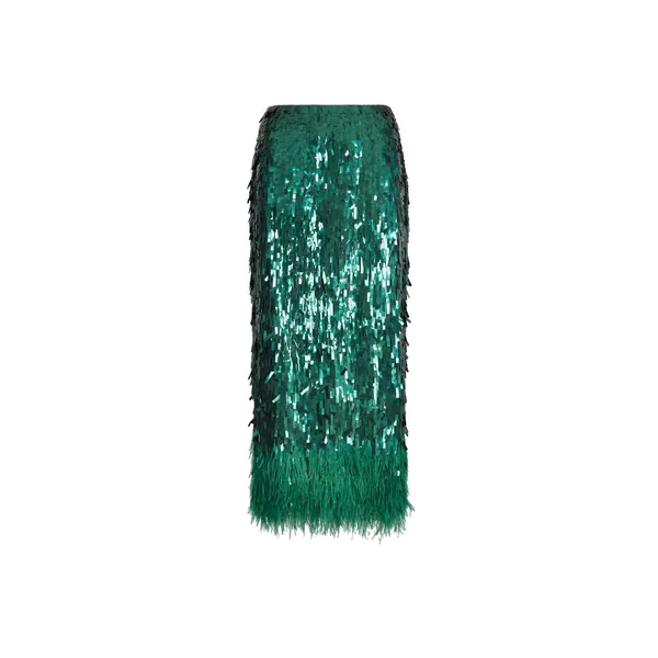 Johanna Ortiz Visually Engaging Skirt in Forest Green