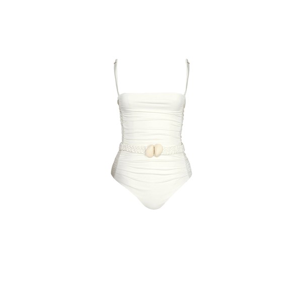 Johanna Ortiz Whispering Tides One Piece in Ecru