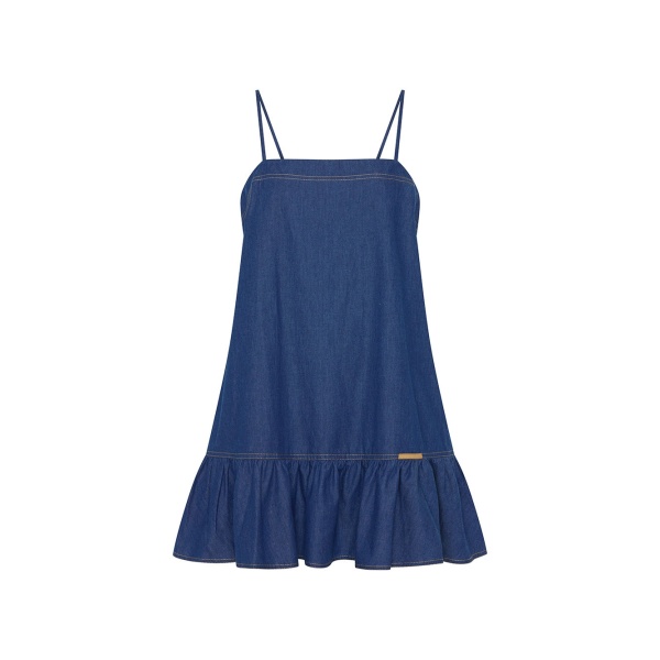 KIVARI Alicia Chambray Denim Mini Dress in Blue