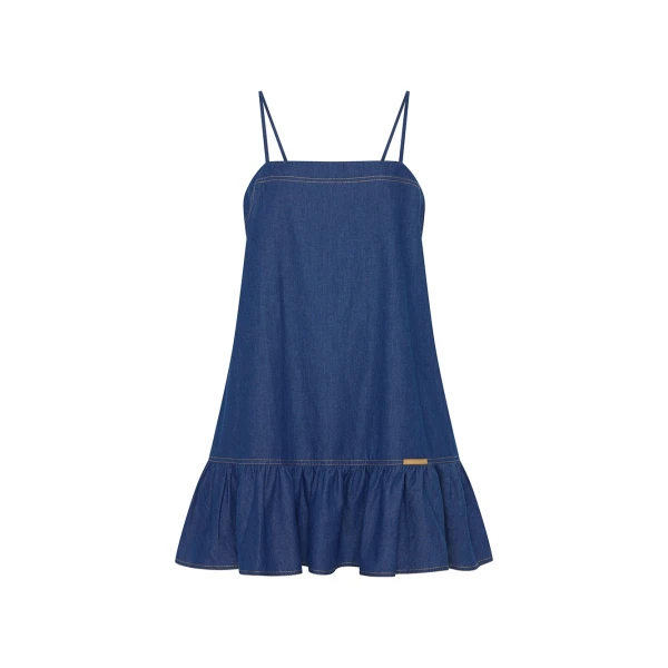 Alicia Chambray Denim Mini Dress in Blue