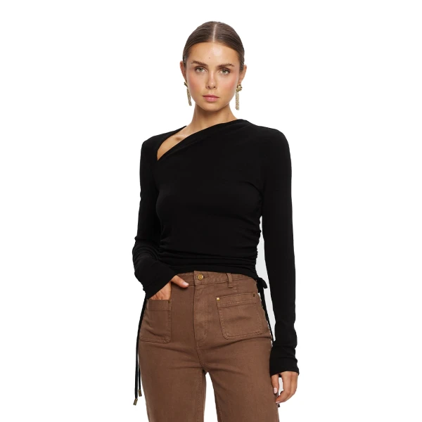 KIVARI Annika Jersey Top in Black