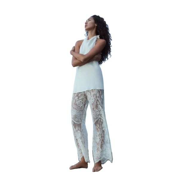 KIVARI Arabella Lace Pant in Cream, view 3