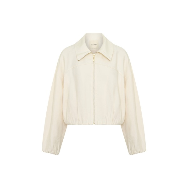 KIVARI Cass Cropped Jacket in Ivory