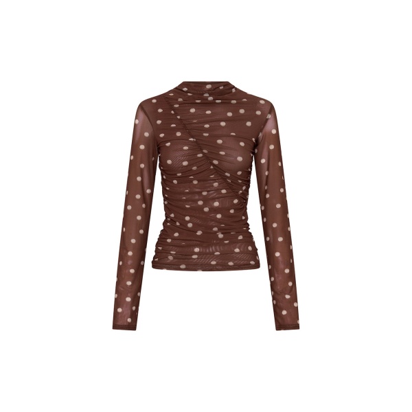 KIVARI Edie Mesh Top in Brown