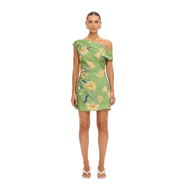 Eve Off Shoulder Mini Dress in Green