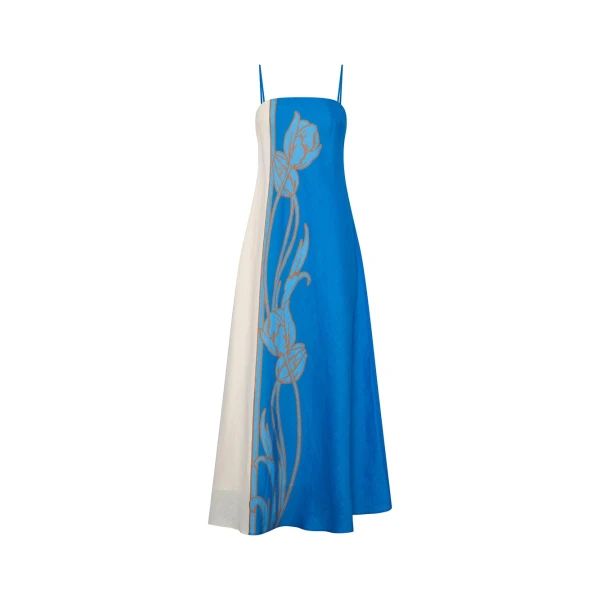 Fleur Maxi Dress in Blue Ivory