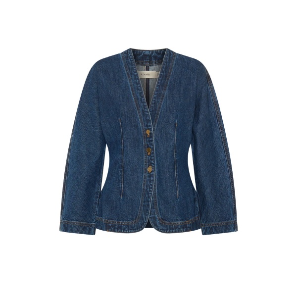 KIVARI Jessica Denim Barrel Jacket in Dark Stonewash
