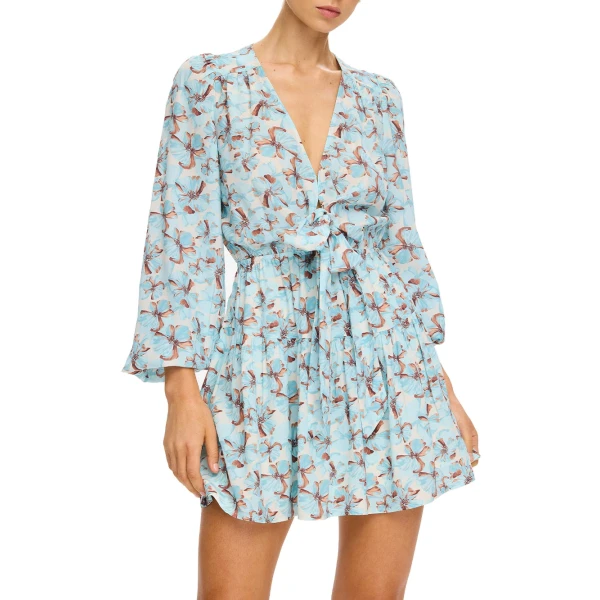 Lydia Tie Front Mini Dress in Mint