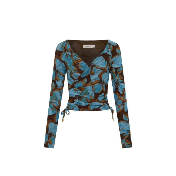 KIVARI Nieve Mesh Top in Blue