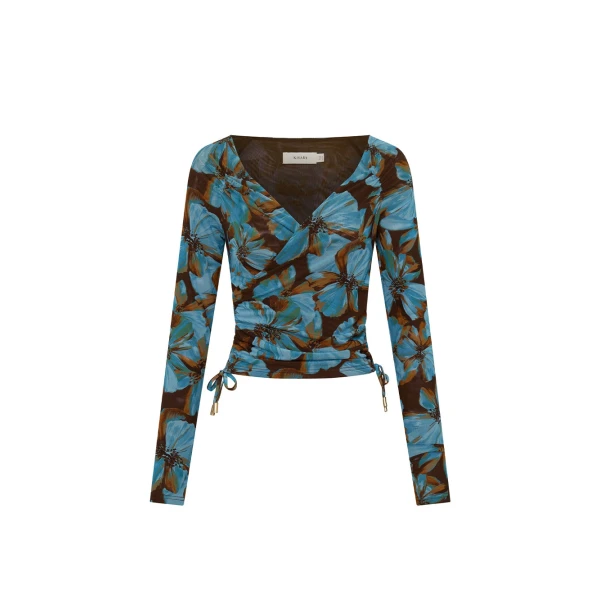 KIVARI Nieve Mesh Top in Blue