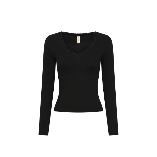 KIVARI Tallulah V Neck Top in Black