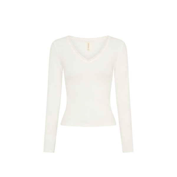 KIVARI Tallulah V Neck Top in Ivory