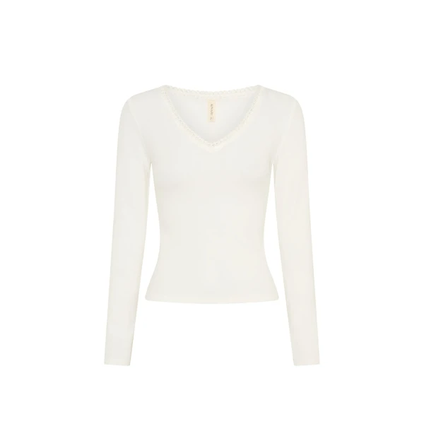 KIVARI Tallulah V Neck Top in Ivory