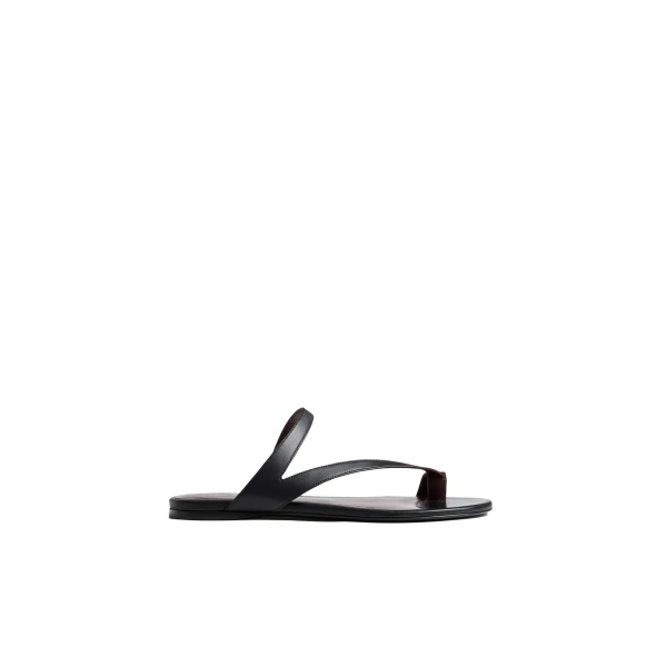 Aimee Flat Sandal in Black Leather