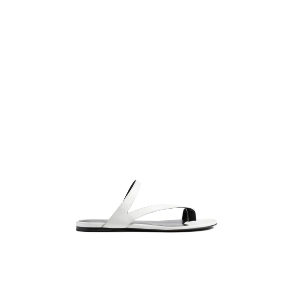 Aimee Flat Sandal in Optic White Leather