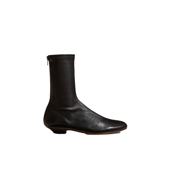 Khaite Apollo Flat Ankle Boot in Black Leather