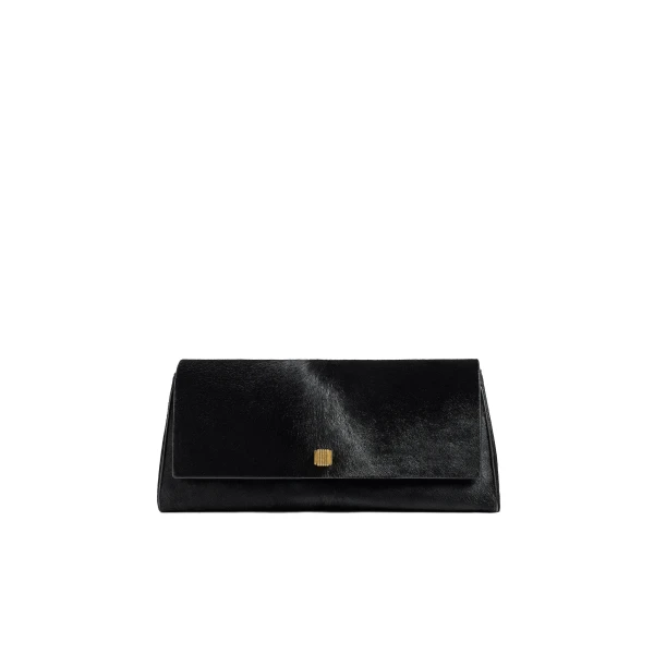 Khaite Audrey Clutch in Black Haircalf
