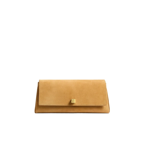 Khaite Audrey Clutch in Goldenrod Suede