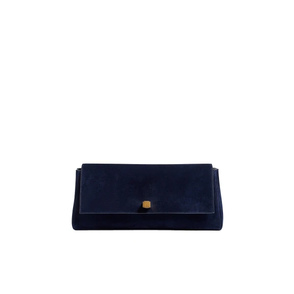 Khaite Audrey Clutch in Midnight Suede