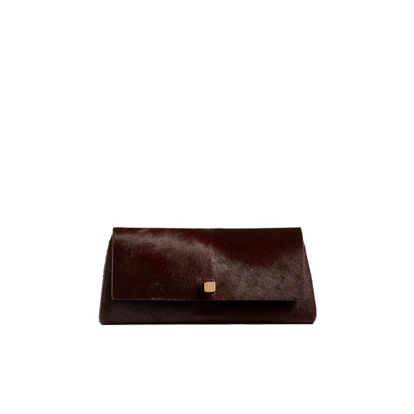 Khaite Audrey Clutch in Rouge Noir Haircalf
