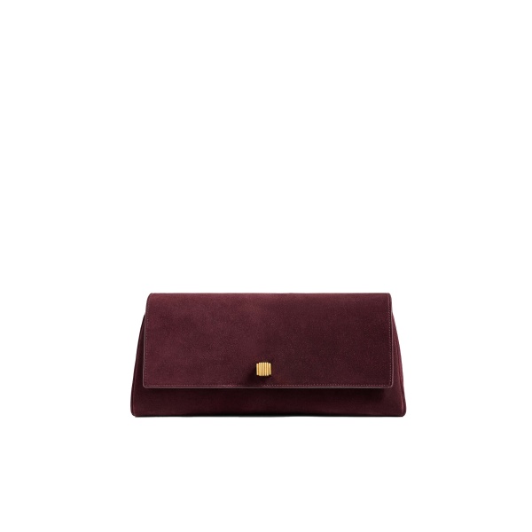Khaite Audrey Clutch in Rouge Noir Suede
