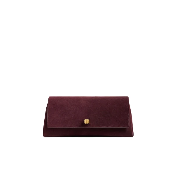 Khaite Audrey Clutch in Rouge Noir Suede
