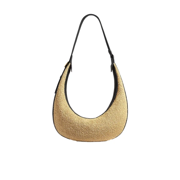 Khaite Augustina Hobo in Natural Raffia and Black Leather