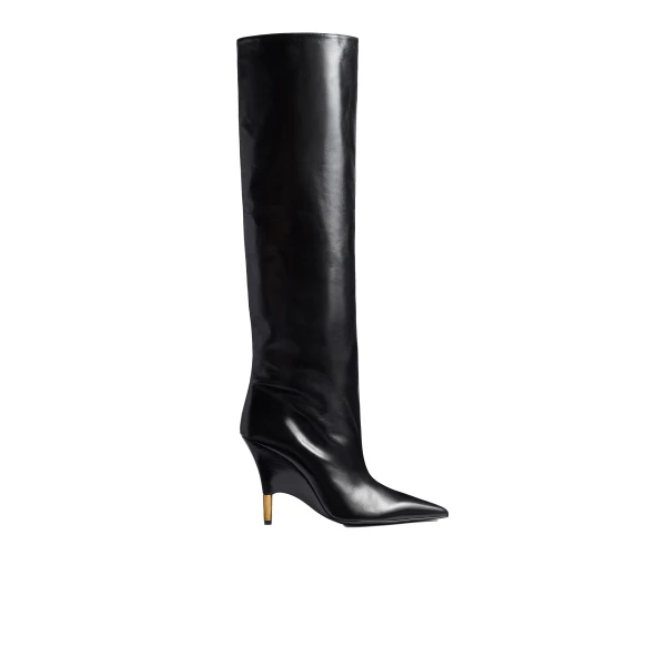 Khaite Bella Knee-High Boot in Black Leather